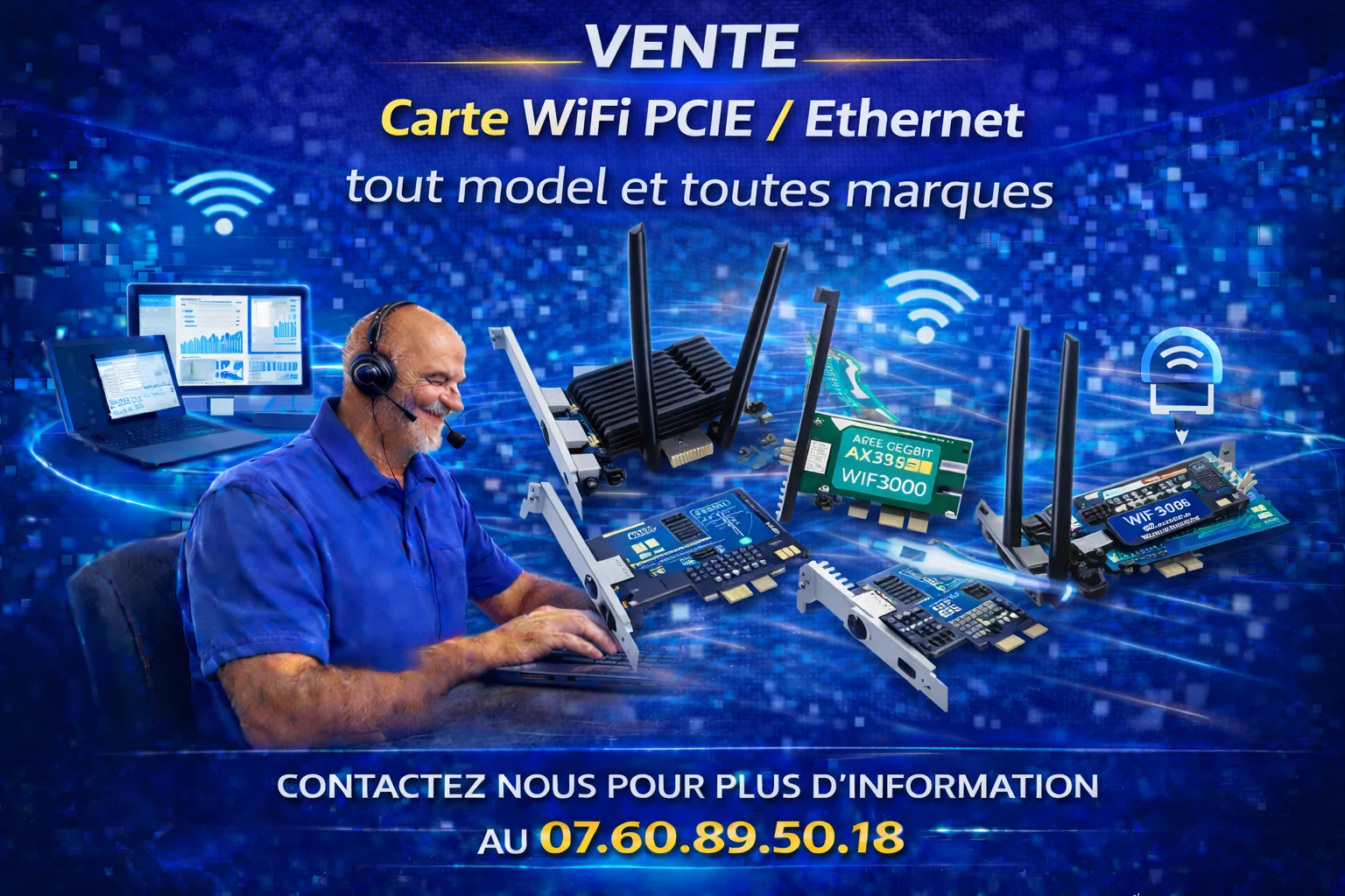 Carte WiFi PCIE AR5B97, Mini Carte WLAN WiFi sans Fil 802.11 B/G/N, Carte Réseau sans Fil 300 Mbps ME, NT, 2000, Vista, Occasion