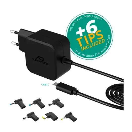 Chargeur universel ADVANCE PC USB-C 70W + 6 EMBOUTS