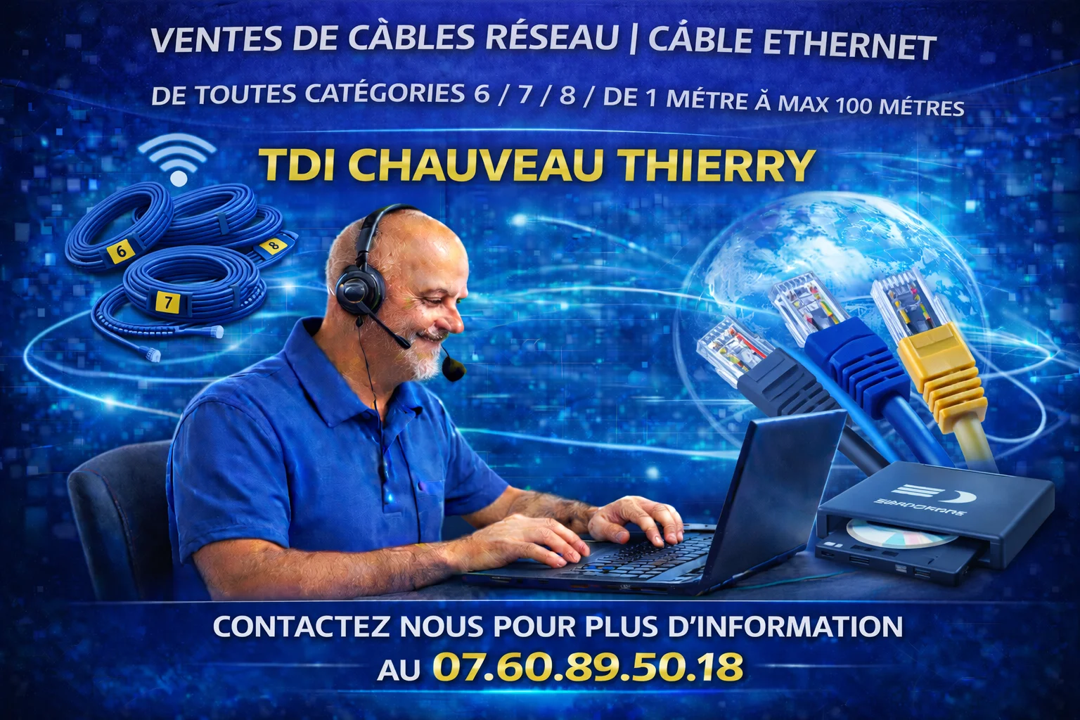 Câble Ethernet | Cable Rj45/FTP de cat 5 / 6 / 7 /8 DE 1M A 100* mètre