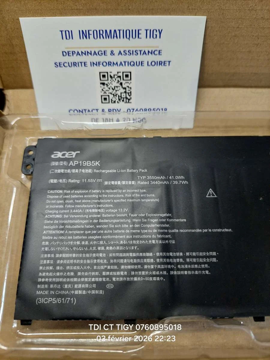 Batterie Acer AP19B5K original Batterie 41Wh 11,55V (AP19B5K)-1