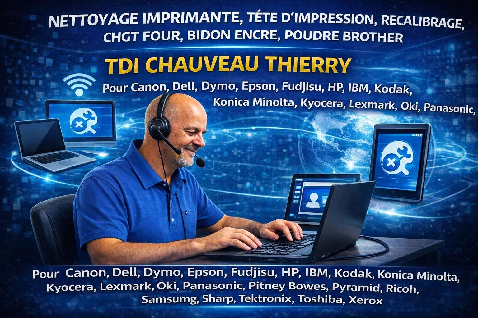 Particulier : Nettoyage Imprimante, Changement Four, Changement Lampe Scanner ,Changement Cartouche d'encre 